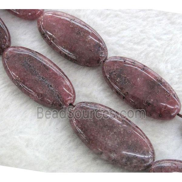 Strawberry Quartz bead, flat oval