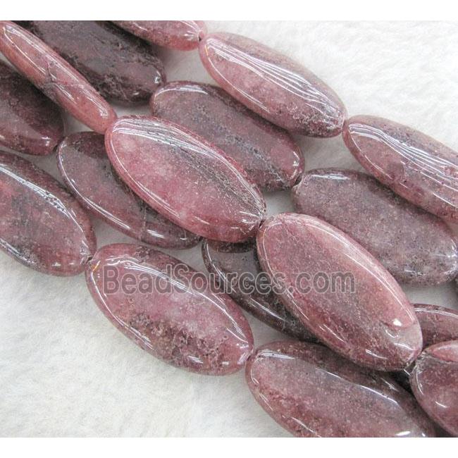 Strawberry Quartz bead, flat oval