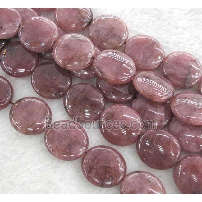 Strawberry Quartz beads, flat round