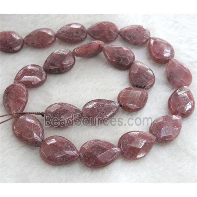 Strawberry Quartz bead, faceted teardrop