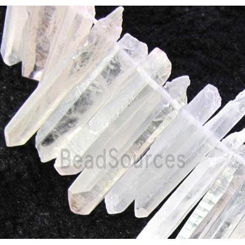 clear quartz stick beads for necklace, freeform