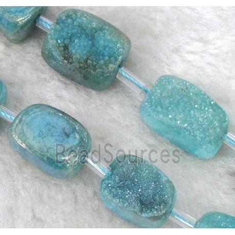 druzy quartz beads, freeform, blue electroplated