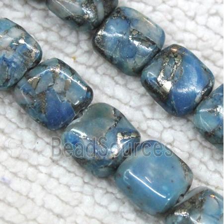 opal stone beads with pyrite, square