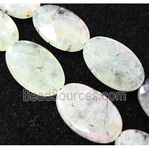 prehnite beads, faceted oval