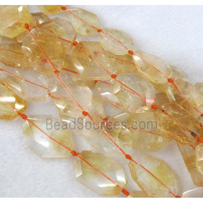 citrine bead, faceted freeform