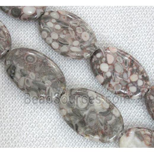 jasper bead, flat oval