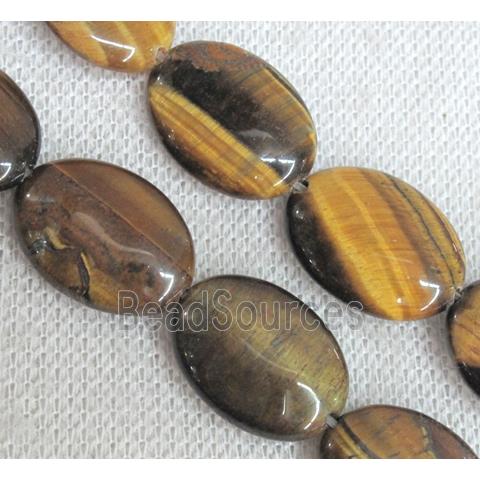 tiger eye bead, flat oval