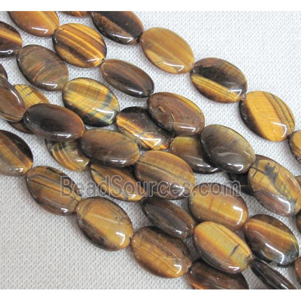 tiger eye bead, flat oval