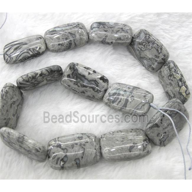 grey picture jasper bead, rectangle