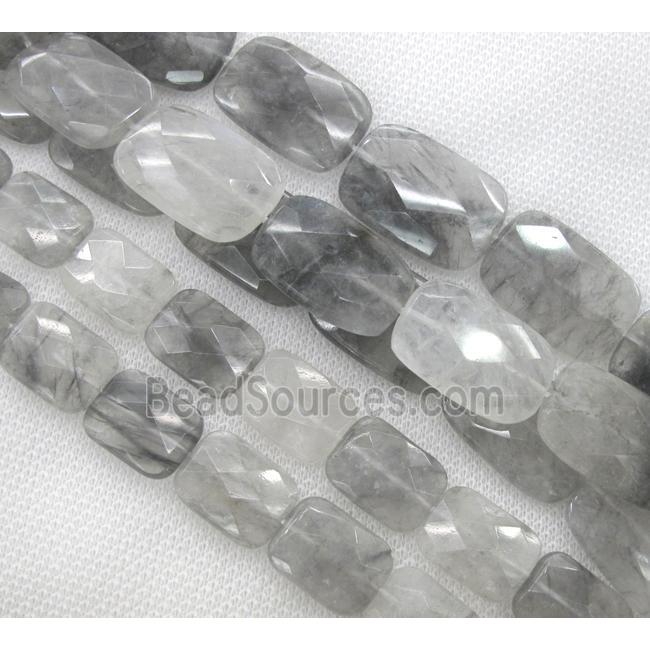 Cloudy Quartz Beads, faceted rectangle