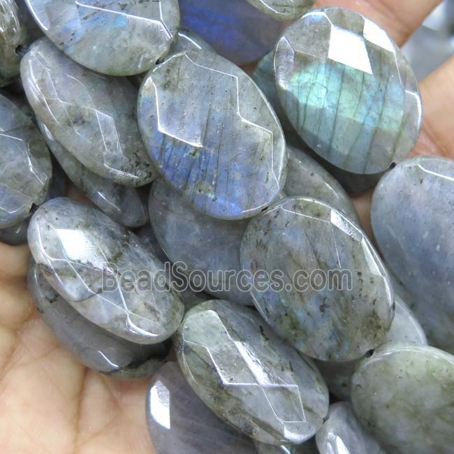 Labradorite bead, faceted oval