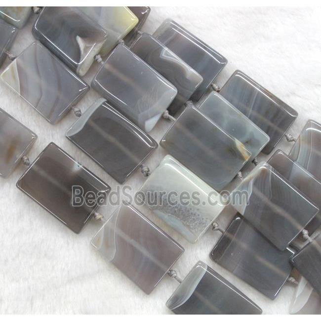 grey agate bead, rectangle