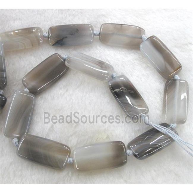 grey agate bead, rectangle