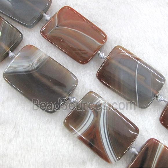 striped agate bead, rectangle