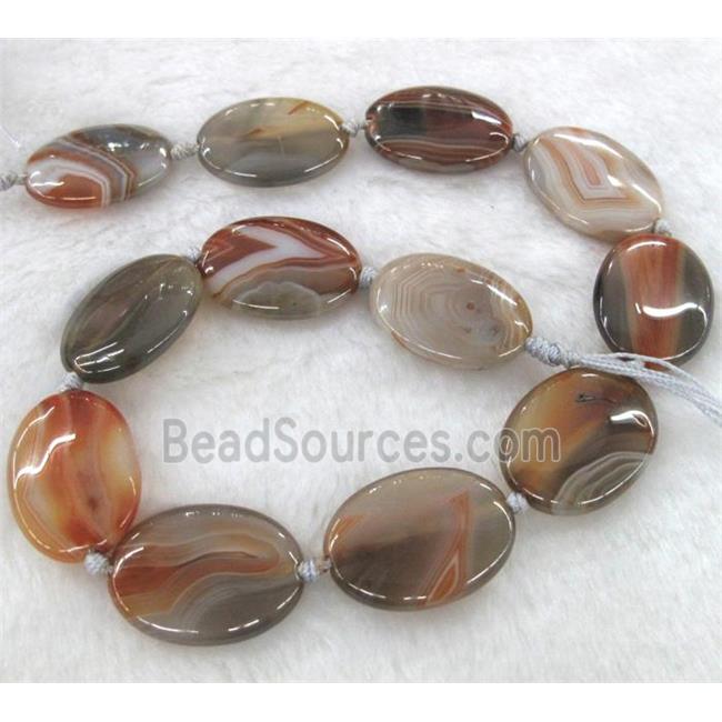 coffee striped agate beads, oval