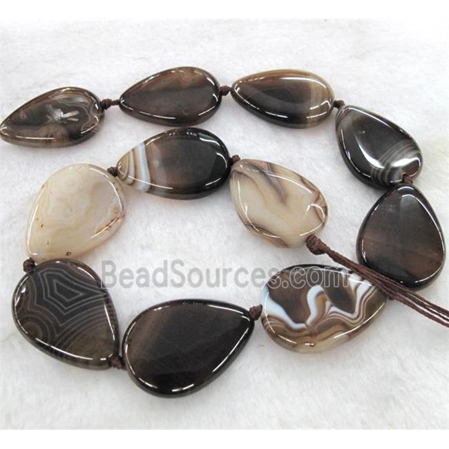 striped agate bead, teardrop