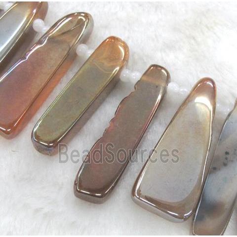 rock agate beads, stick, electroplated