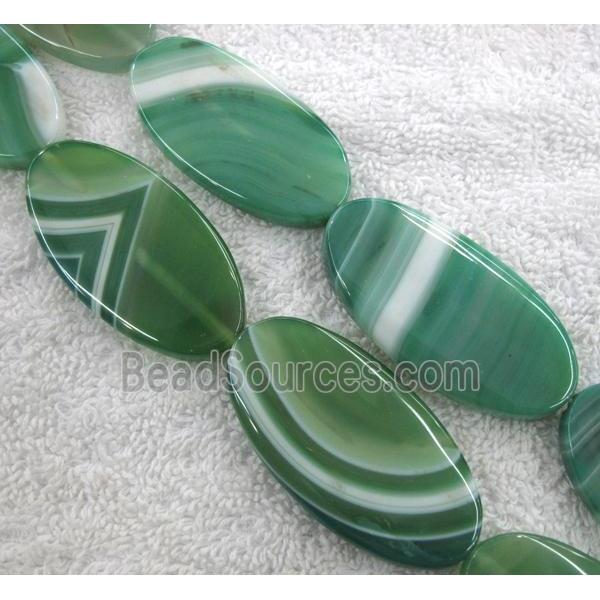 green agate bead, oval