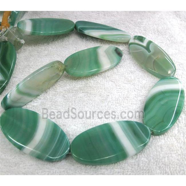 green agate bead, oval