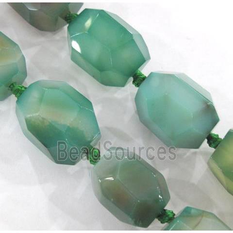 agate bead, faceted freeform, green