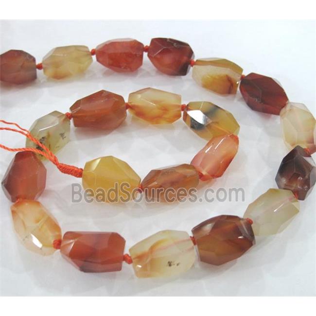 red agate beads, faceted freeform