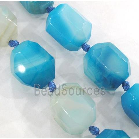 blue Agate Beads, faceted freeform