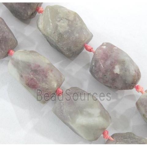 rose quartz beads, faceted freeform