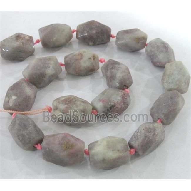 rose quartz beads, faceted freeform