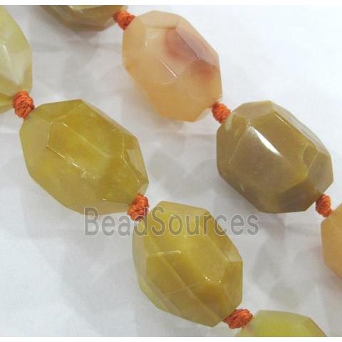 yellow agate beads nugget, faceted freeform