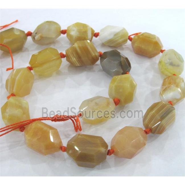 yellow agate beads nugget, faceted freeform