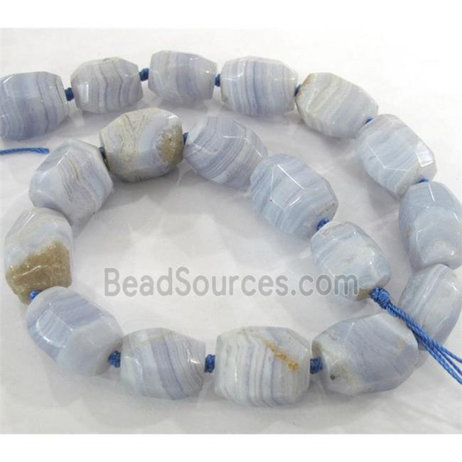 Blue Lace Agate beads, faceted freeform