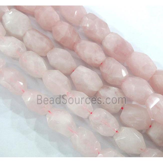 rose quartz nugget bead, faceted freeform