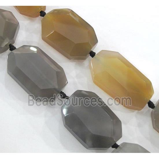 Agate beads, faceted freeform