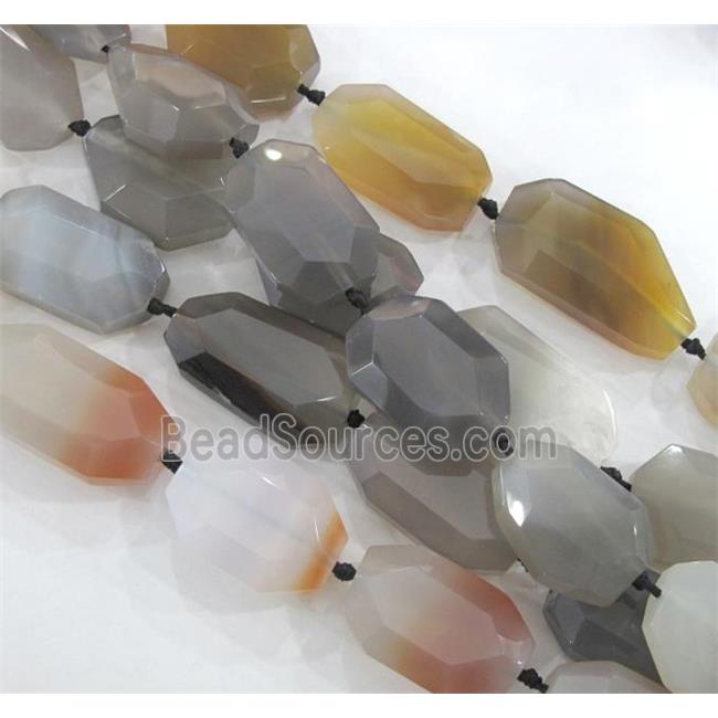 Agate beads, faceted freeform