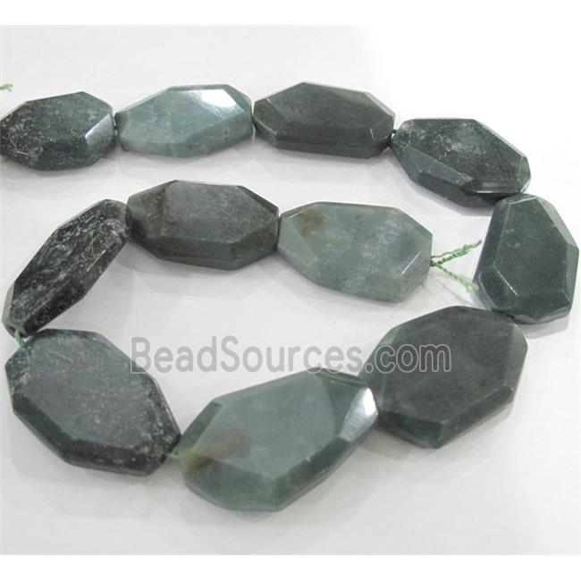 moss agate slice bead, faceted freeform