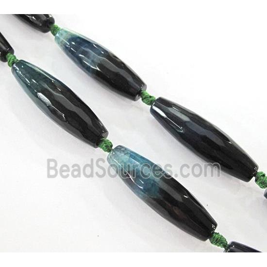 green agate beads, faceted barrel