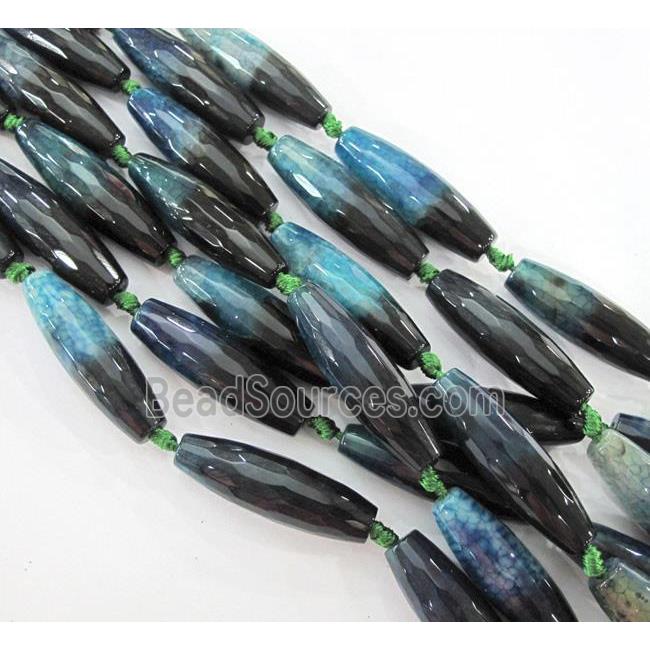 green agate beads, faceted barrel