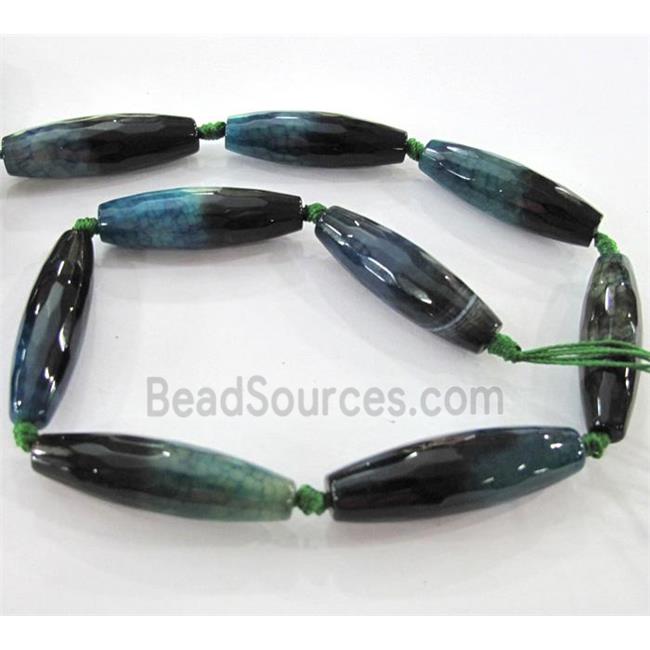 green agate beads, faceted barrel