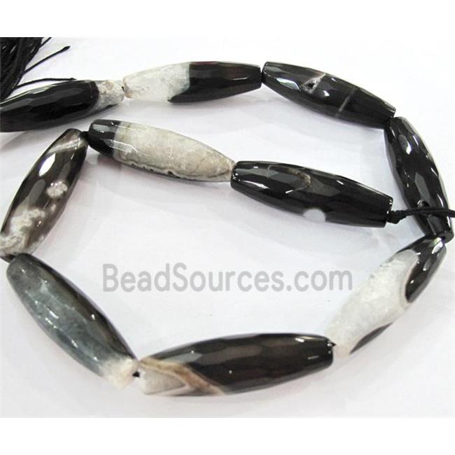 agate bead, faceted barrel