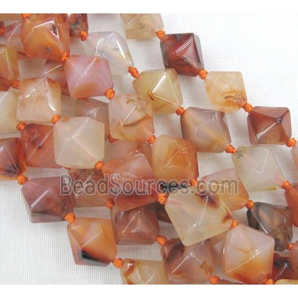 red agate beads, bicone