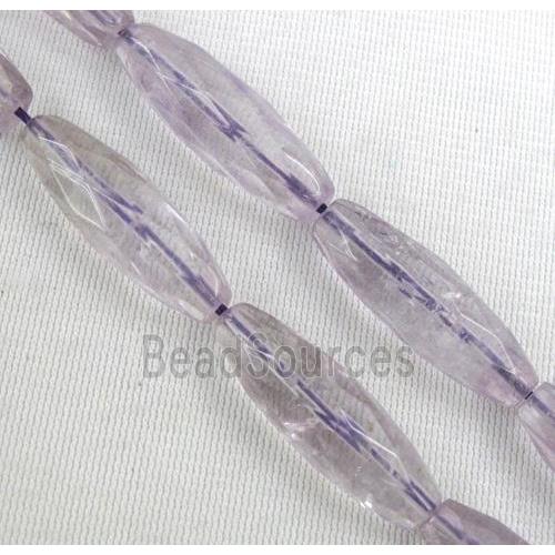 amethyst quartz bead, faceted barrel, lt.purple