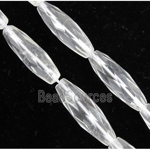 clear quartz bead, faceted barrel