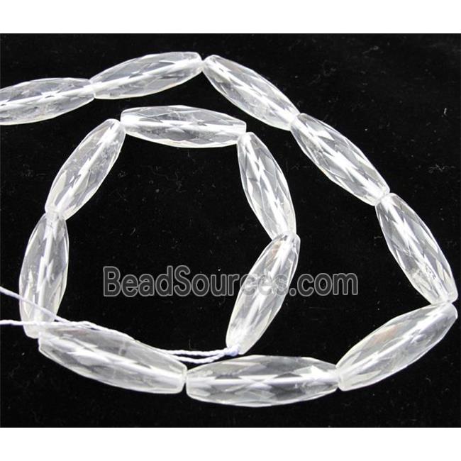 clear quartz bead, faceted barrel