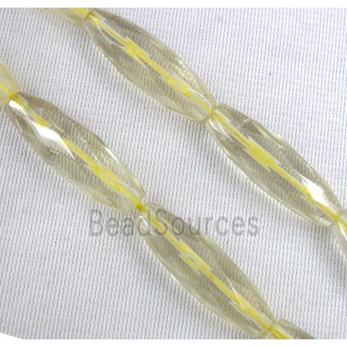 lemon quartz beads, faceted barrel