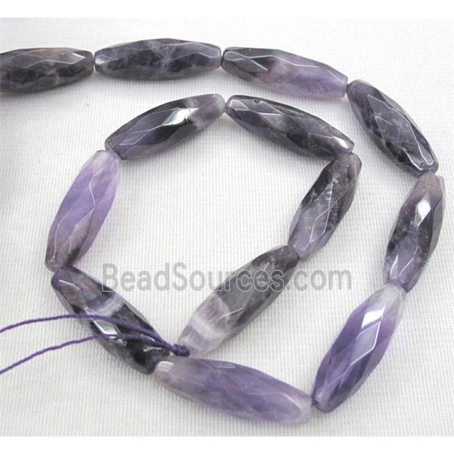 amethyst beads, faceted barrel, purple