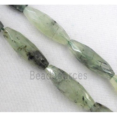 prehnite quartz beads, faceted barrel