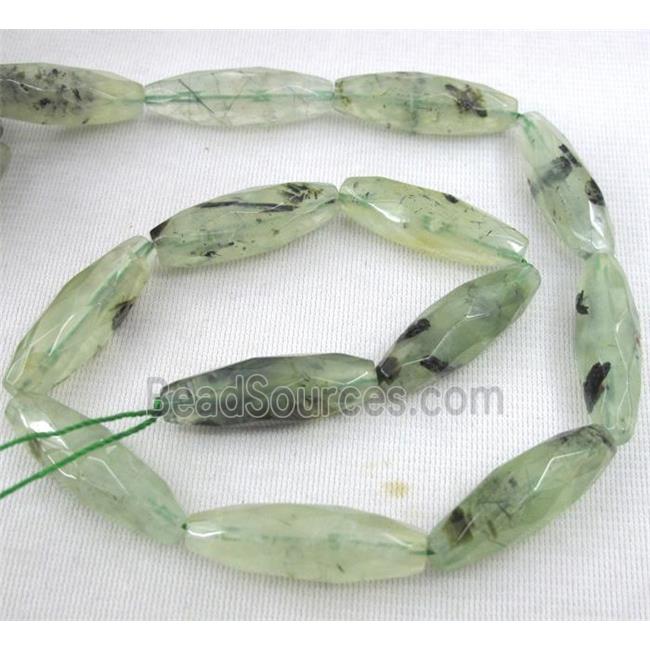 prehnite quartz beads, faceted barrel