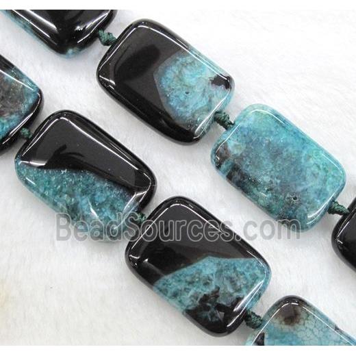 green druzy agate beads, rectangle