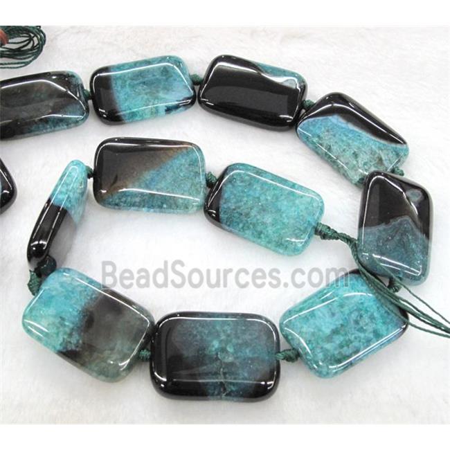 green druzy agate beads, rectangle