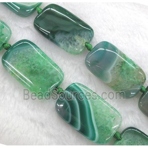 green druzy agate beads, rectangle